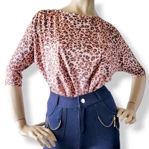 Forever 21 Orange & Black Faux Suede Leopard Boxy Top